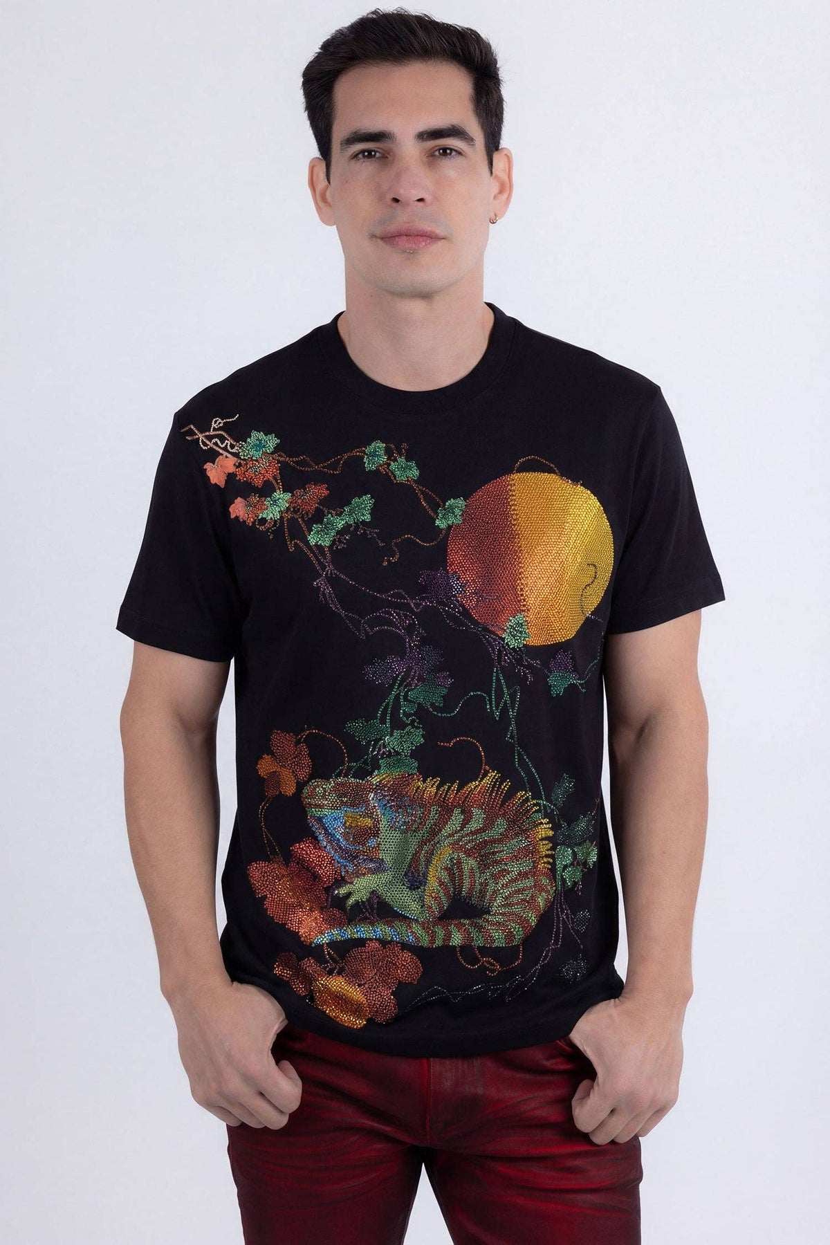 Laurent Tropical Iguana Rhinestone T-Shirt