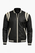 Men's Faux Leather Bomber Jacket