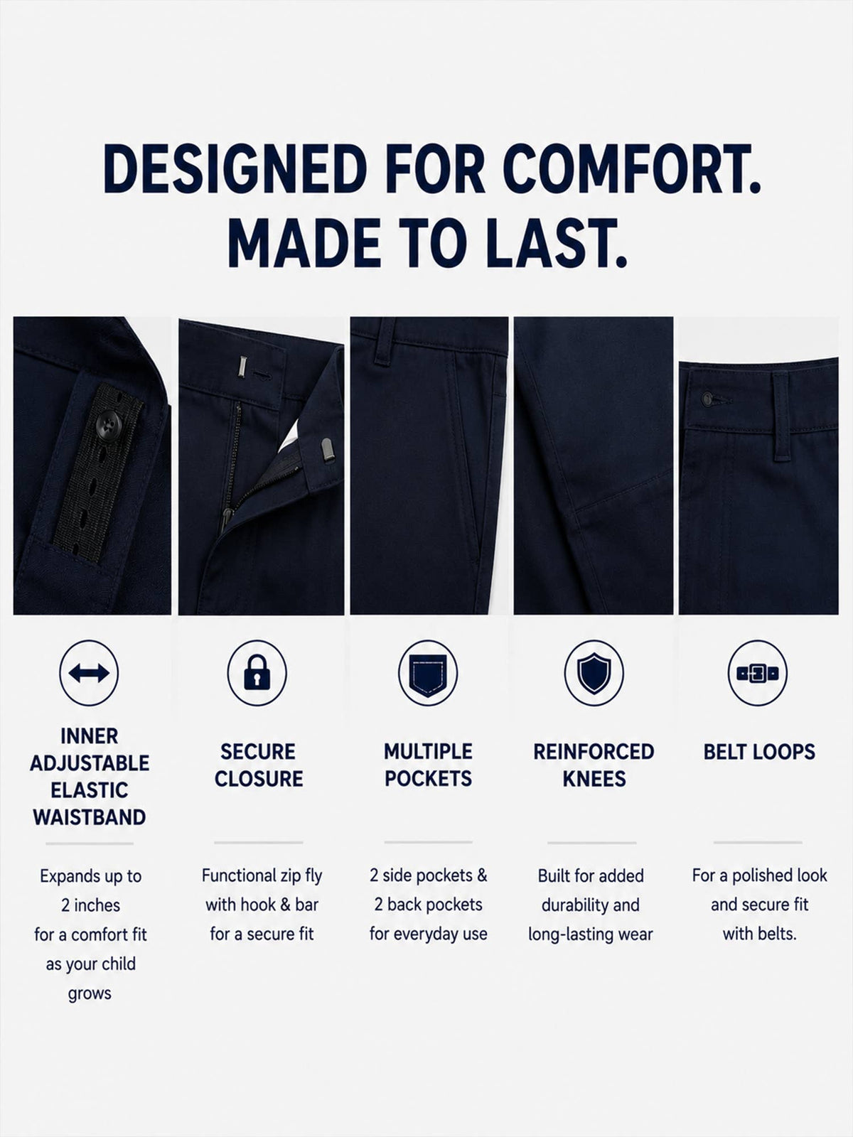 Boys Flat Front School Uniform Pants