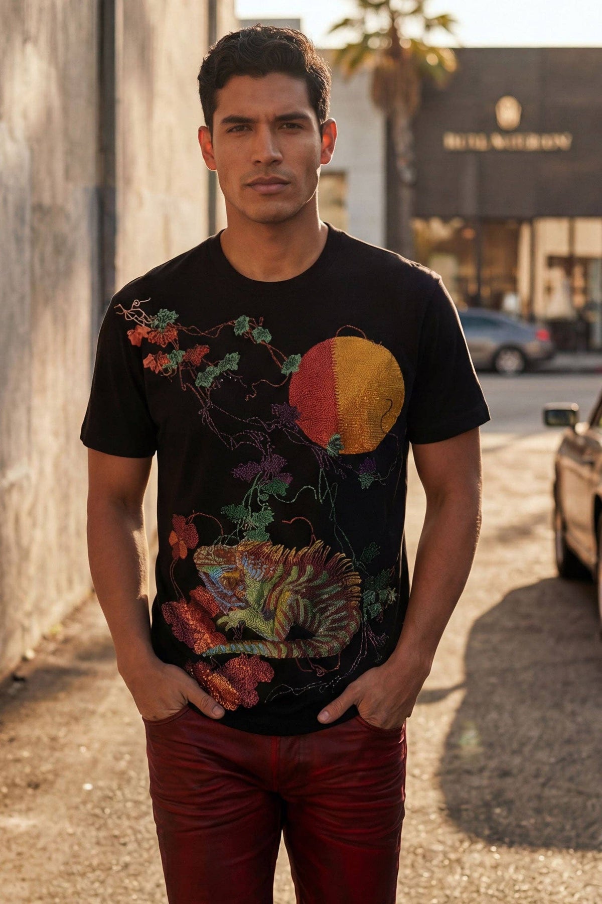 Laurent Tropical Iguana Rhinestone T-Shirt