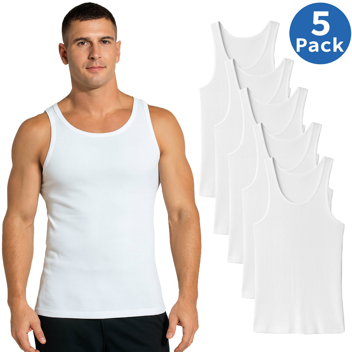 Men's Classic Ribbed Tank Top (5-Pack)