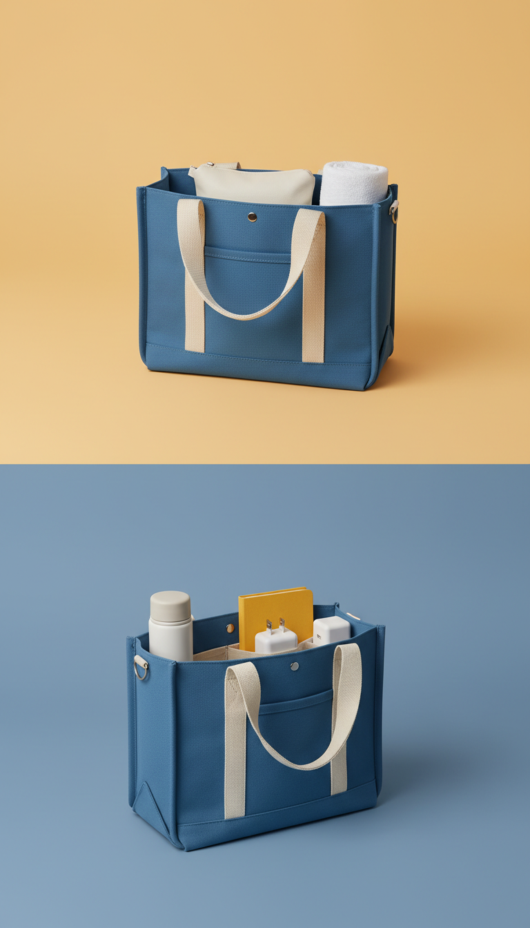 Utility tote bag with reinforced handles