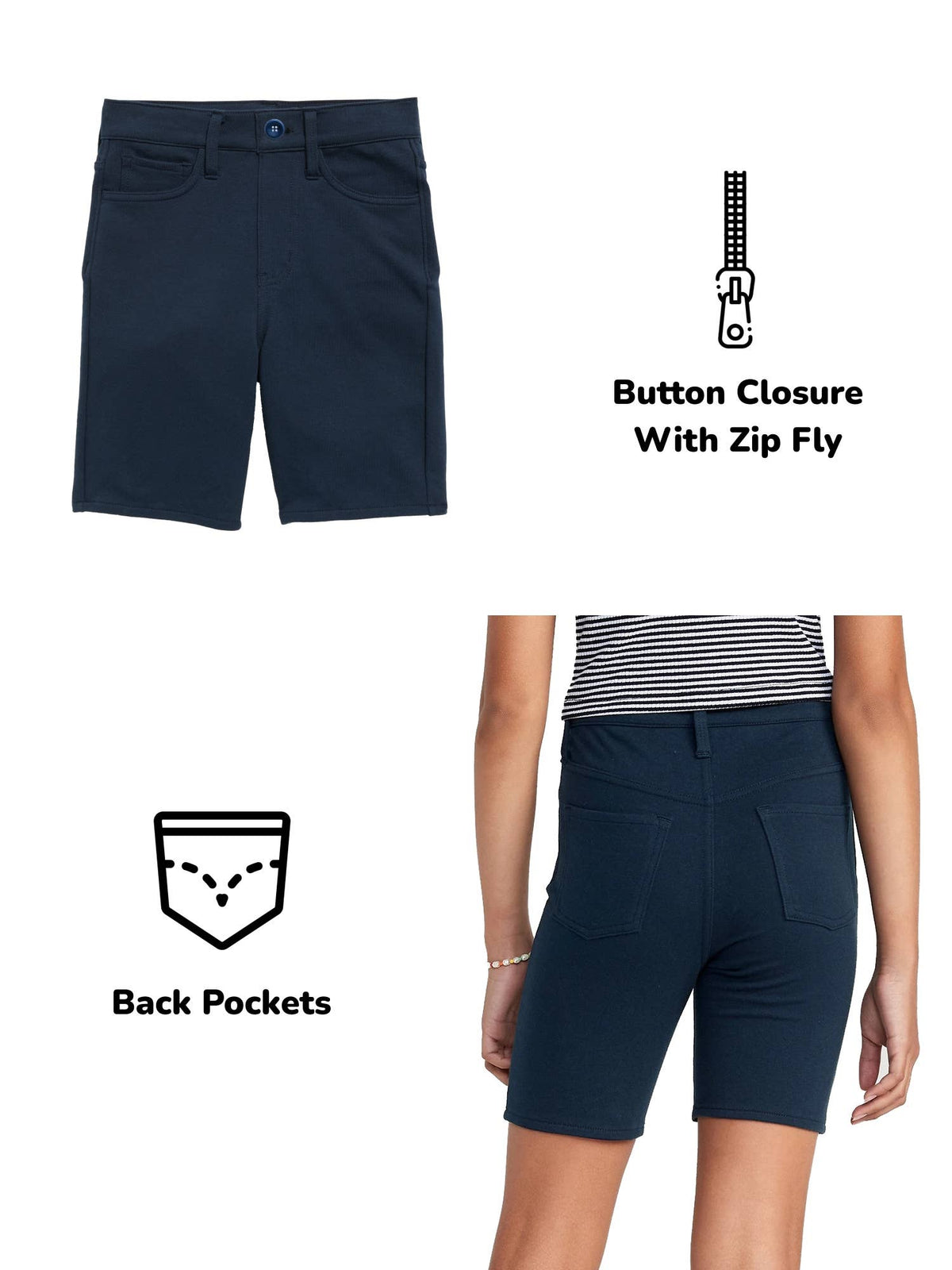 Women's School Uniform Super Stretch Bermuda Shorts