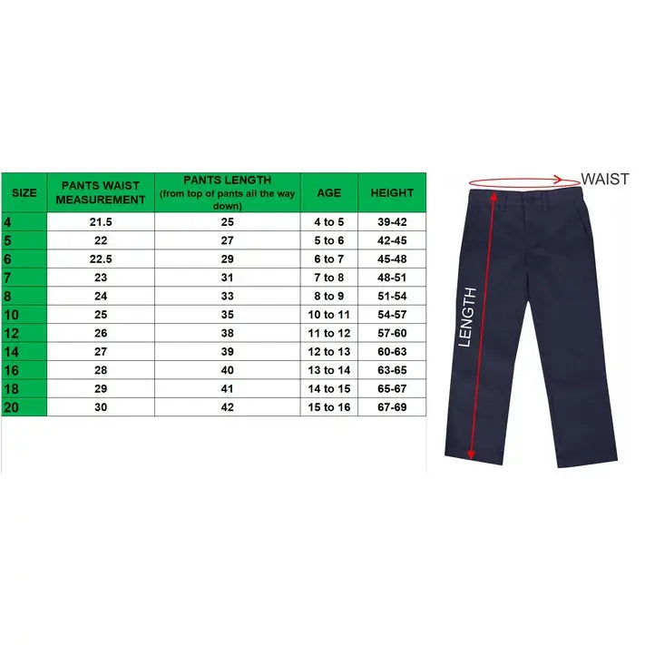 Boys Flat Front School Uniform Pants