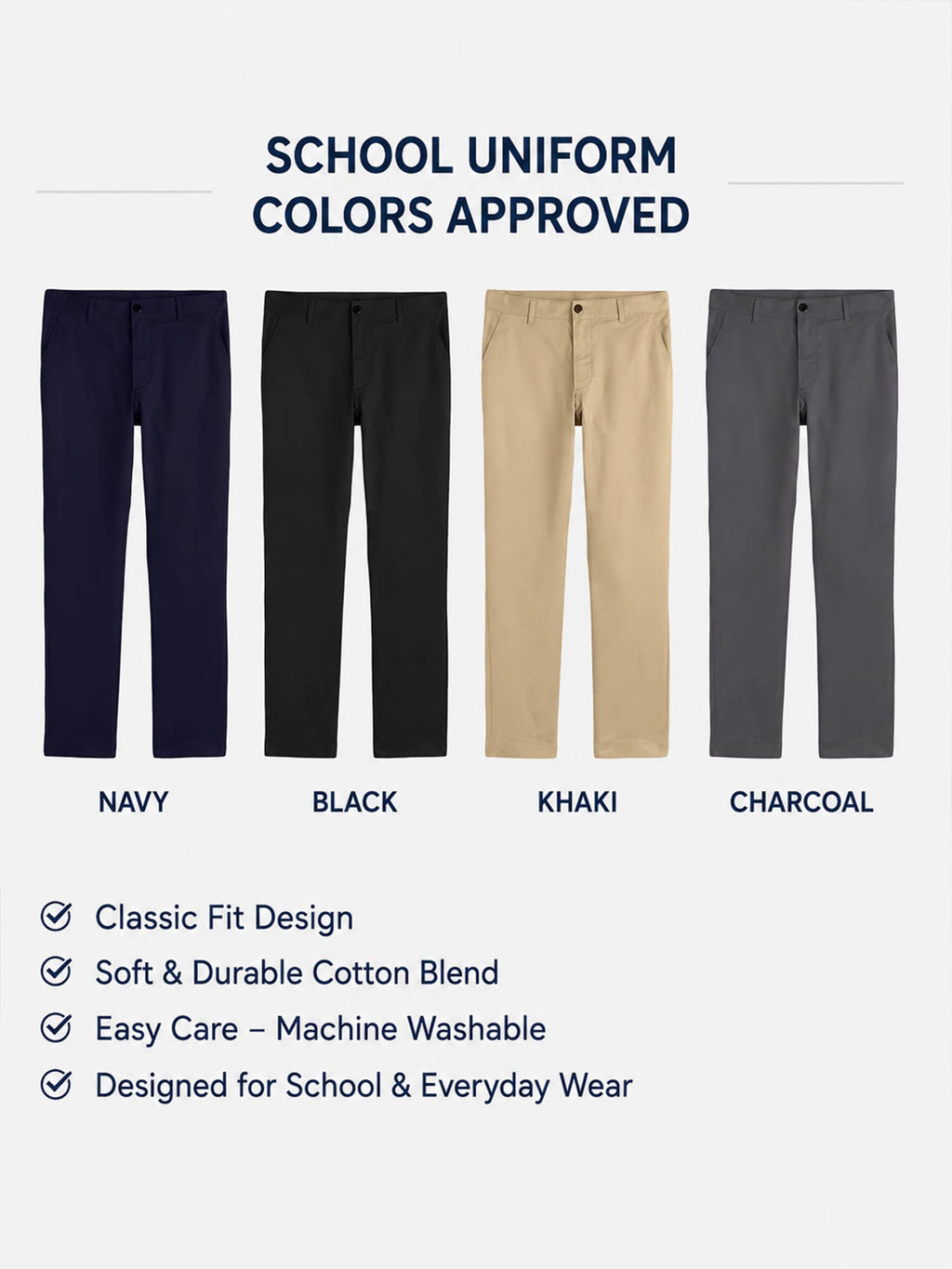 Boys Flat Front School Uniform Pants