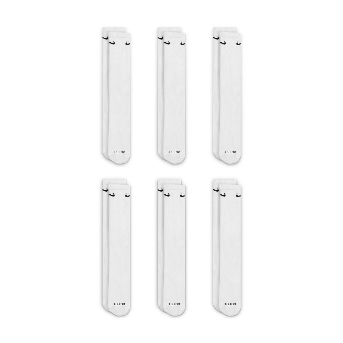 Nike Everyday Plus Cushion Crew Socks 6-Pair Pack White/Black MD (US Men's Shoe