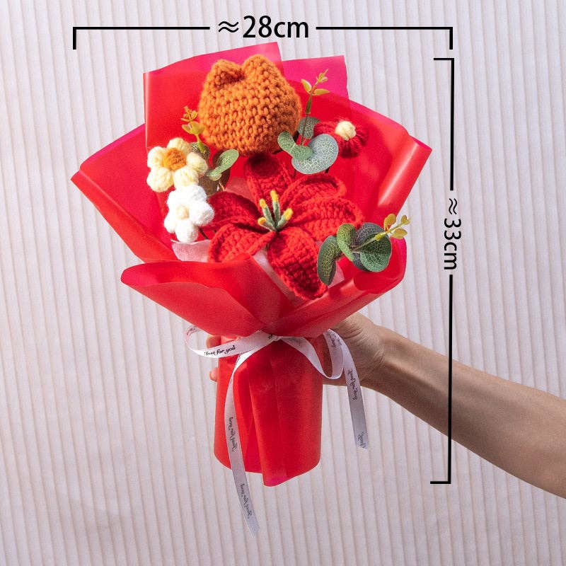 Handmade Crochet Sunflower Bouquet, Artificial Silk Rose, Graduation Gift, Everlasting Flowers For Mother's Day