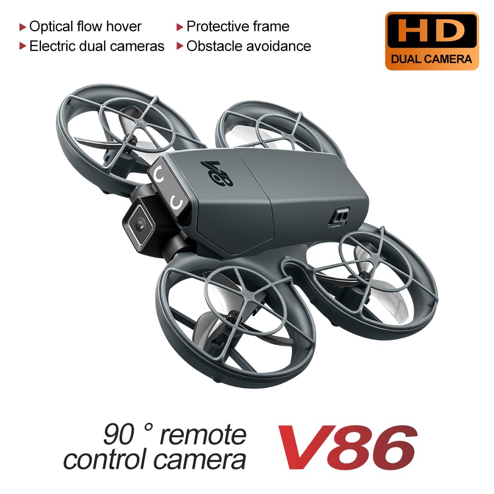 AxrumRC V86 Mini RC Drone 720p Camera LED Lights Obstacle Avoidance Gray