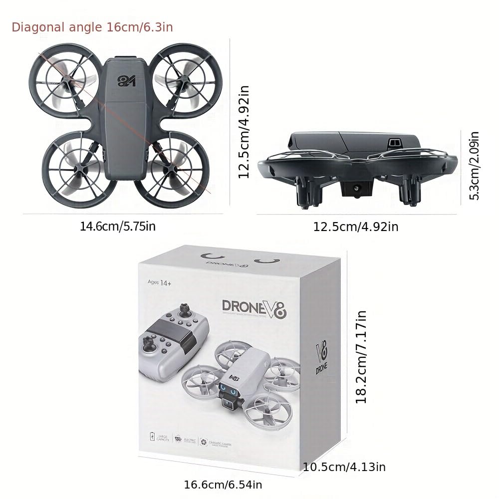 AxrumRC V86 Mini RC Drone 720p Camera LED Lights Obstacle Avoidance Gray