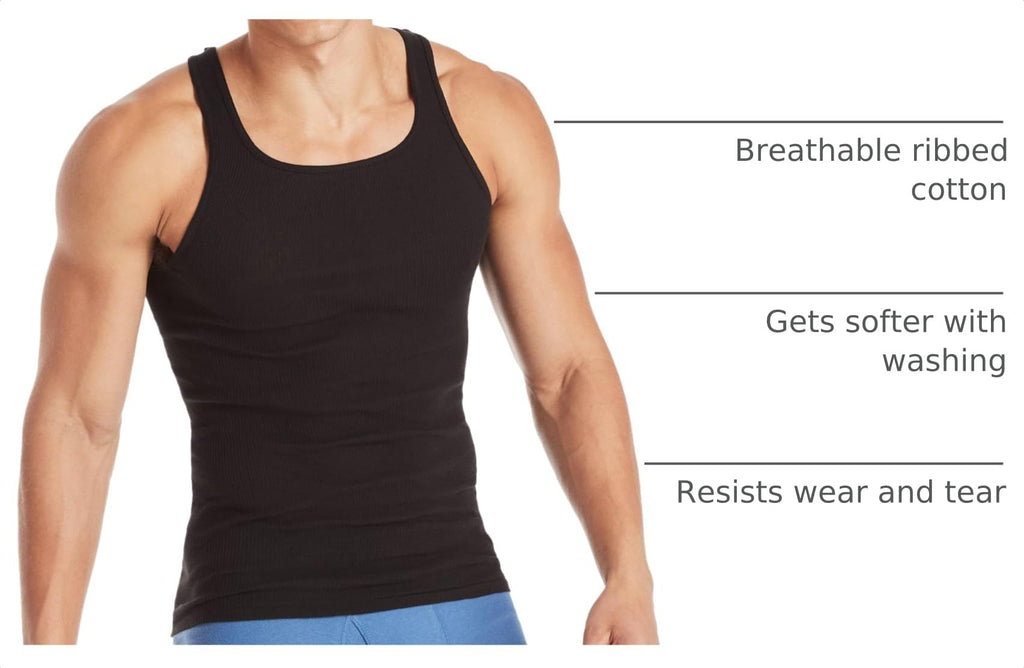 Hanes Men Hanes Men's Cotton Tank Undershirts Pack, Moisture-Wicking Ribbed