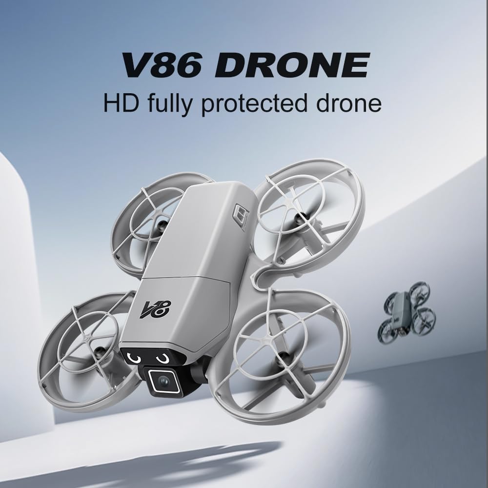 AxrumRC V86 Mini RC Drone 720p Camera LED Lights Obstacle Avoidance Gray