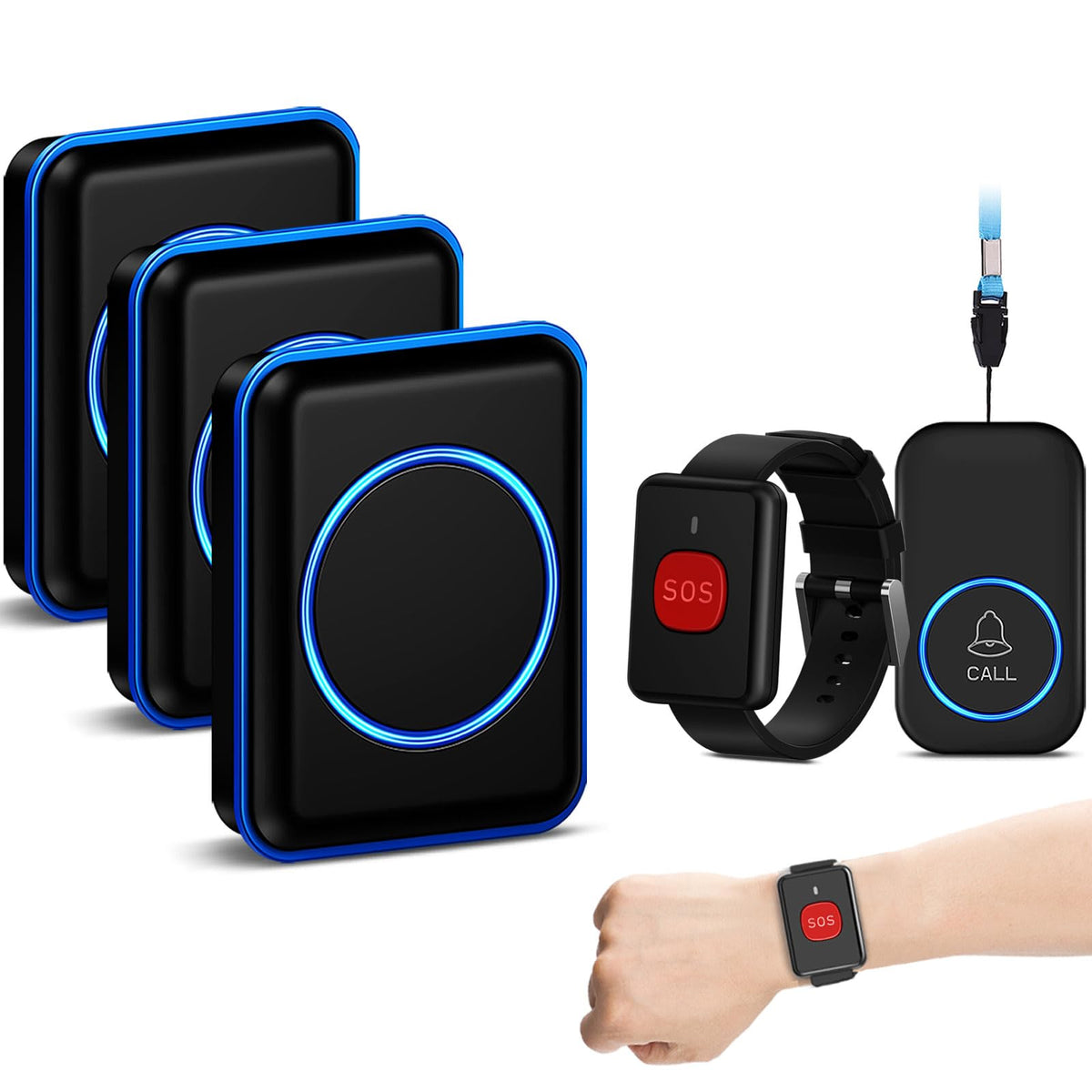 FullHouse Caregiver Pager Wireless Call Button Emergency Wristband