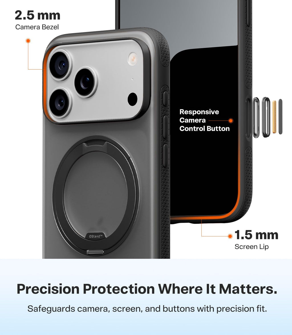 TORRAS 360 Magnetic Stand Case for iPhone 17 Pro Max MagSafe Obsidian Black