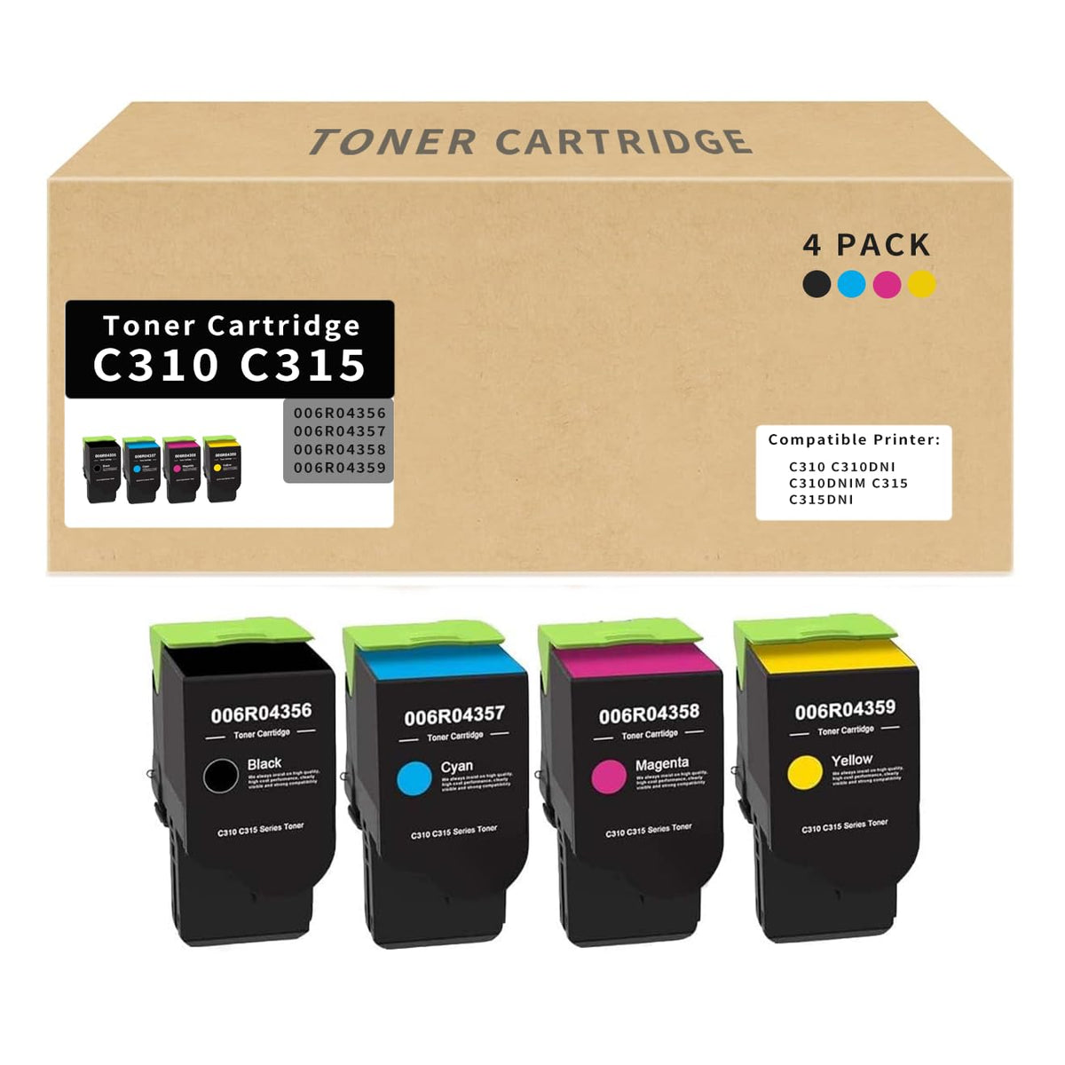 C310 C315 Toner 4-Pack for Xerox 006R04356 006R04357 006R04358 006R04359