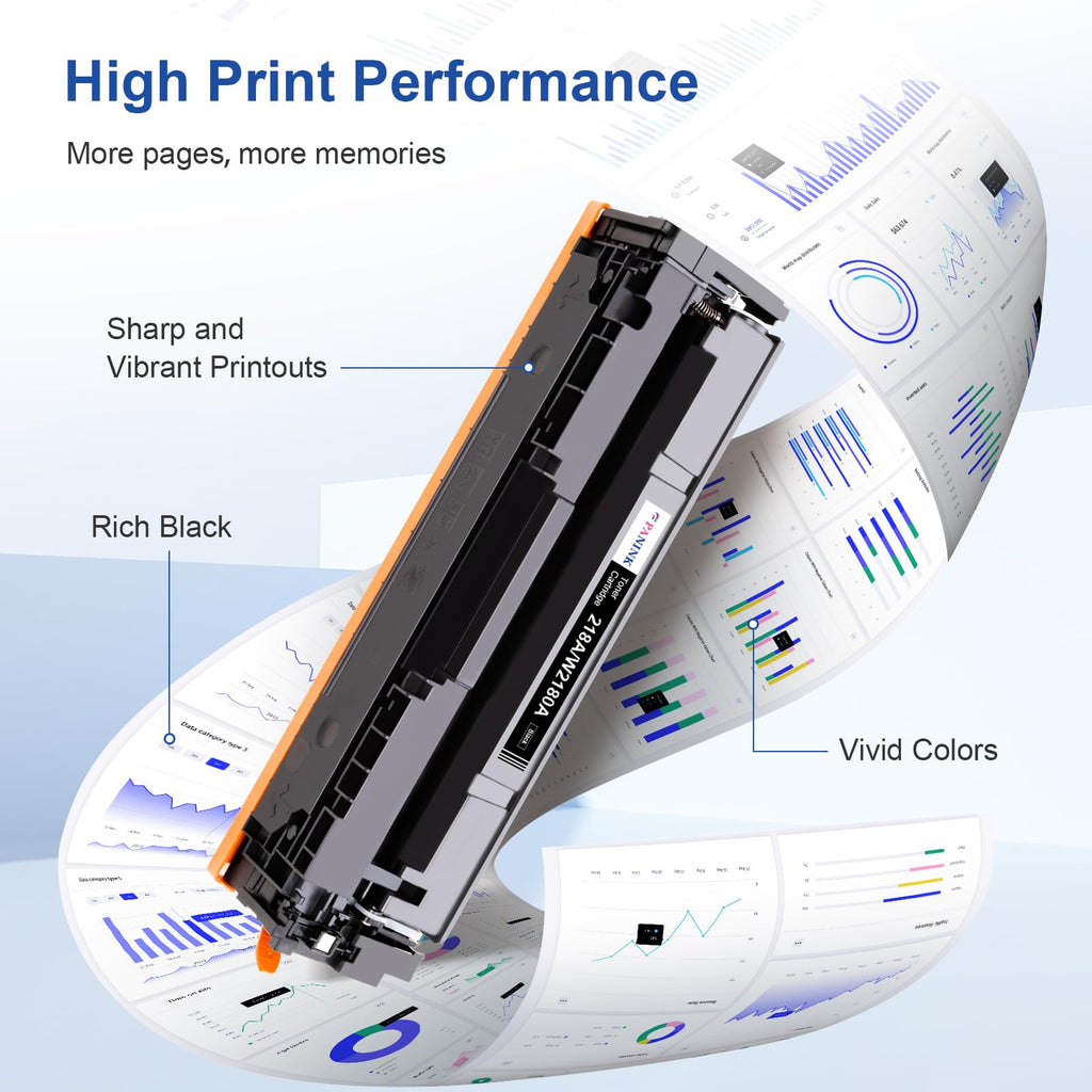 2PK PANINK 218A W2180A Black Toner No Chip for HP MFP 3301fdw 3301cdw 3201dw