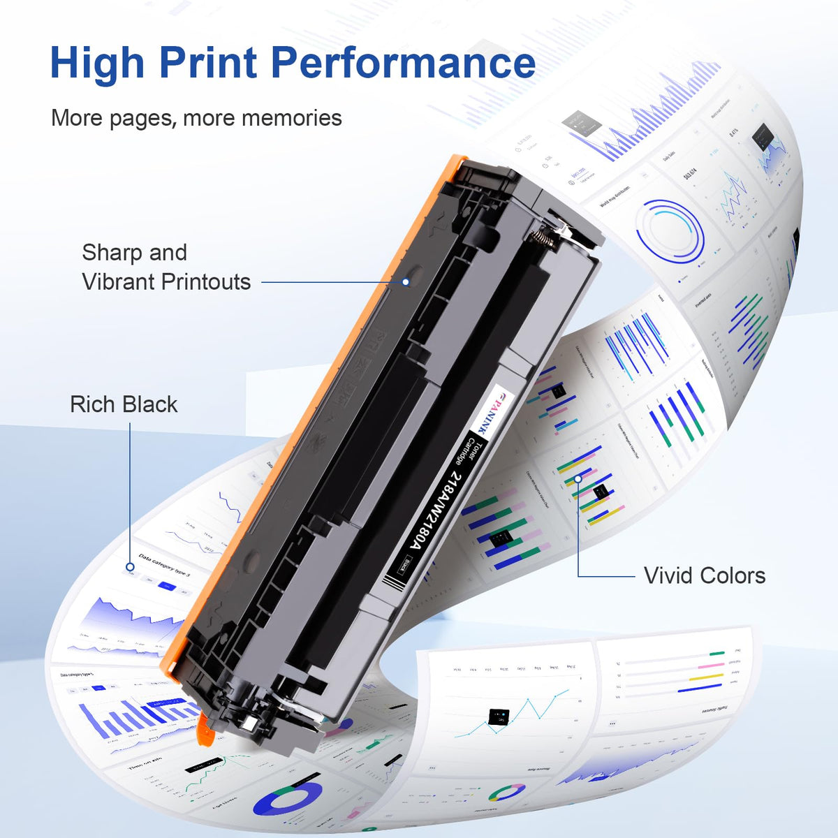 2PK PANINK 218A W2180A Black Toner No Chip for HP MFP 3301fdw 3301cdw 3201dw