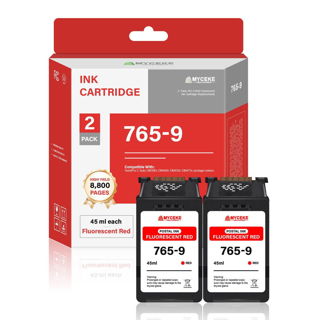 2 Pack 765-9 Red Ink Cartridge : Fluorescent Red Postage Ink Cartridges