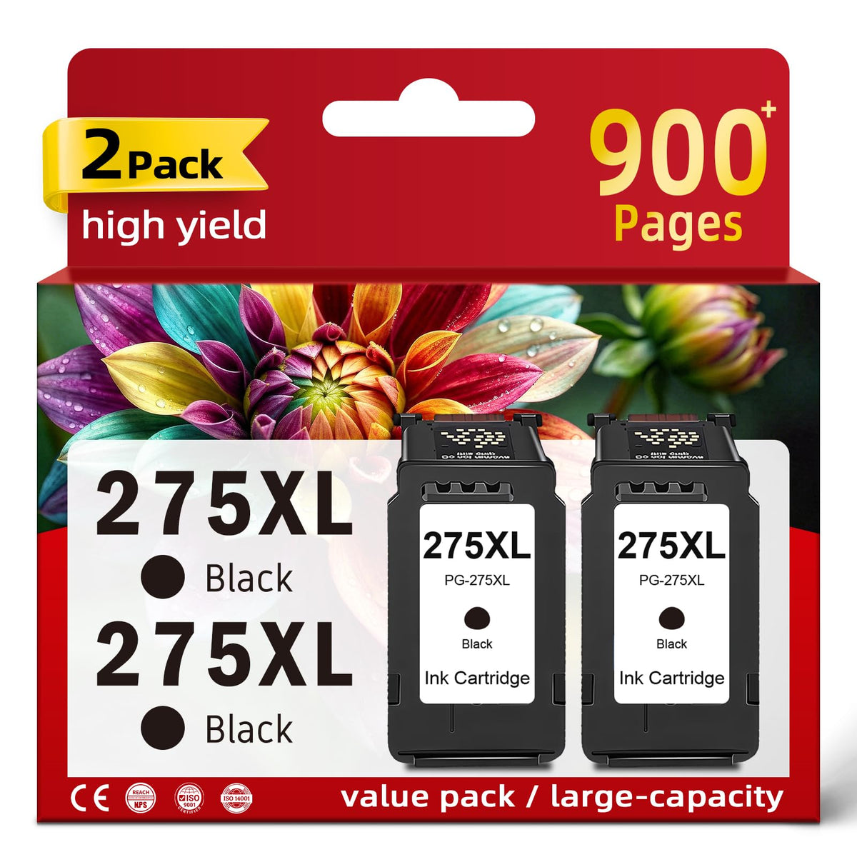 PANINK PG-275XL Black Ink Cartridge 2-Pack for Canon TS3500 TS3700 TR4700