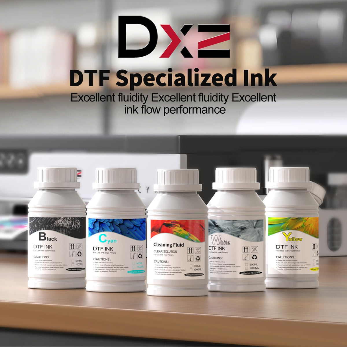 DXZ Premium DTF Ink 1250ML,DTF Transfer Ink for PET Film,Refill for DTF Printers
