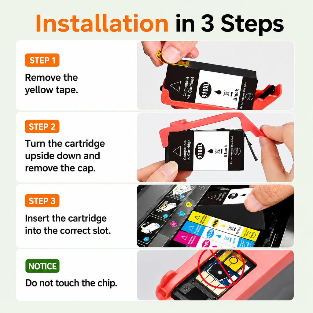 910XL Ink Cartridges Combo Pack for HP 910XL 910 Ink
