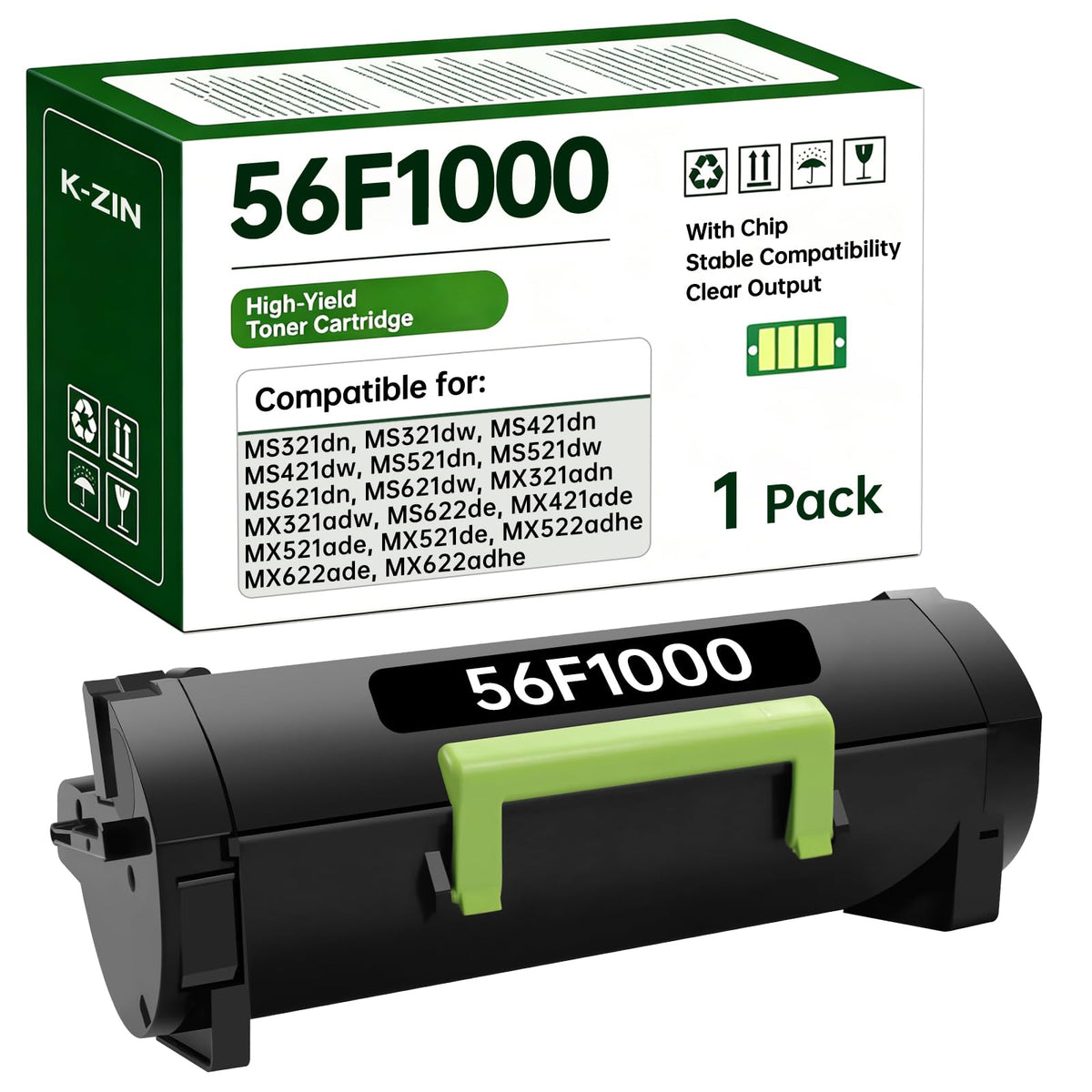 K-ZIN MS521 56F1000 Black Toner Cartridge with Chip 6000 Page