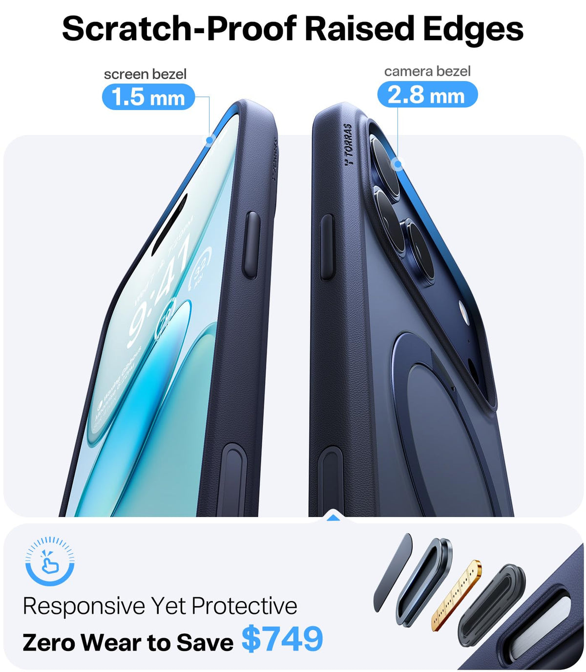 TORRAS Q3 Spin for iPhone 17 Pro Max Case with 360 Magnetic Stand Blue