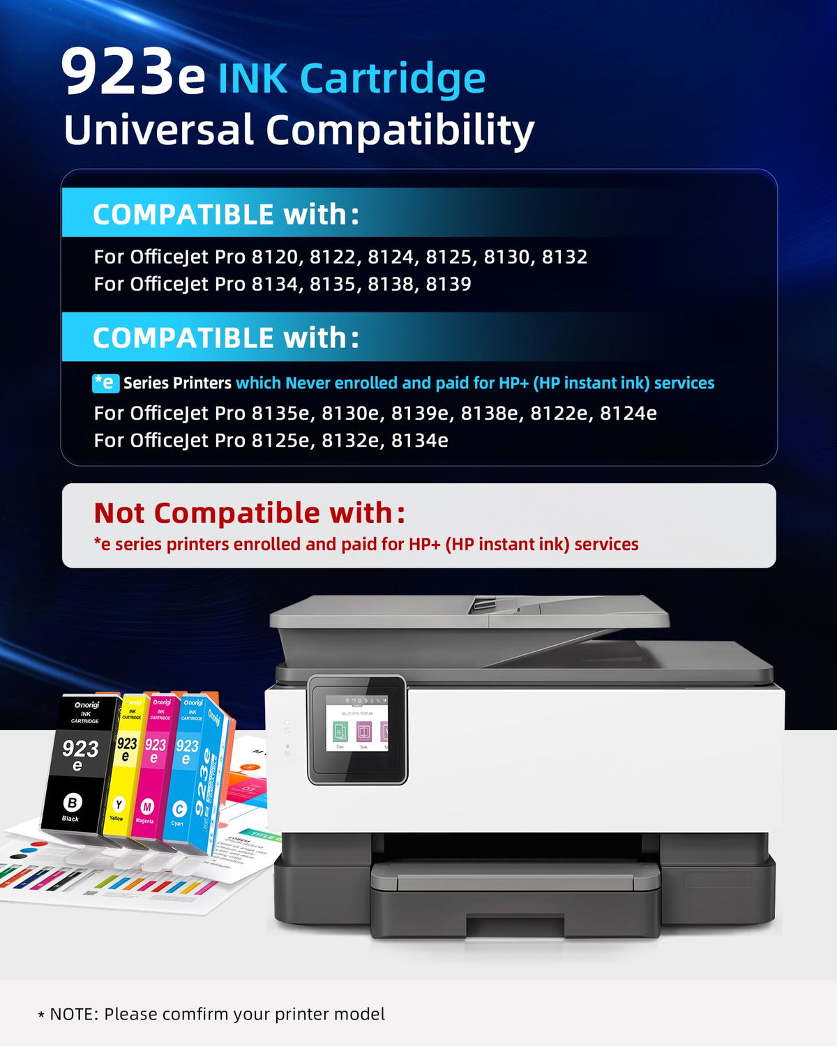 923XL Ink Cartridges 4-Pack w/ Chips for HP OfficeJet Pro 8120 8130 Series