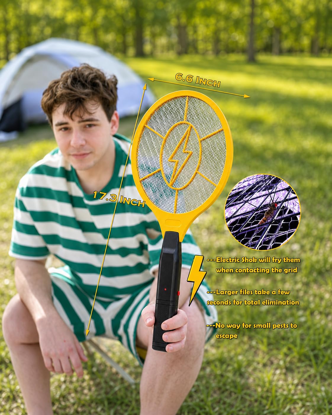 Drihara 2-Pack Electric Fly Swatter – Battery Powered Bug Zapper Racket