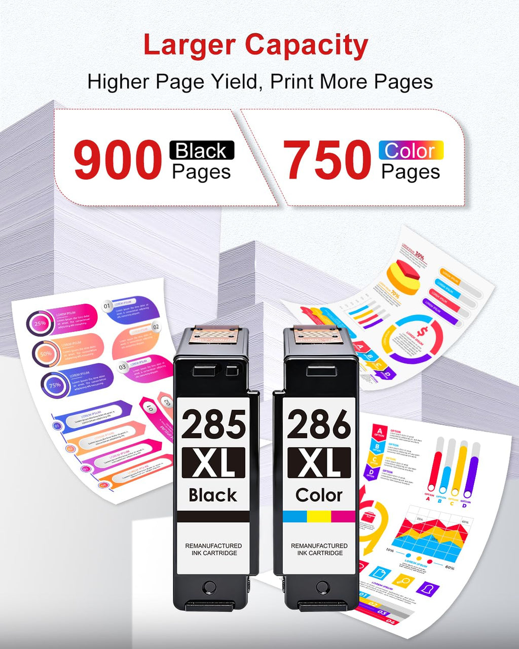 EaseFusion PG-285XL CL-286XL Replacement for Canon 285 and 286 Ink