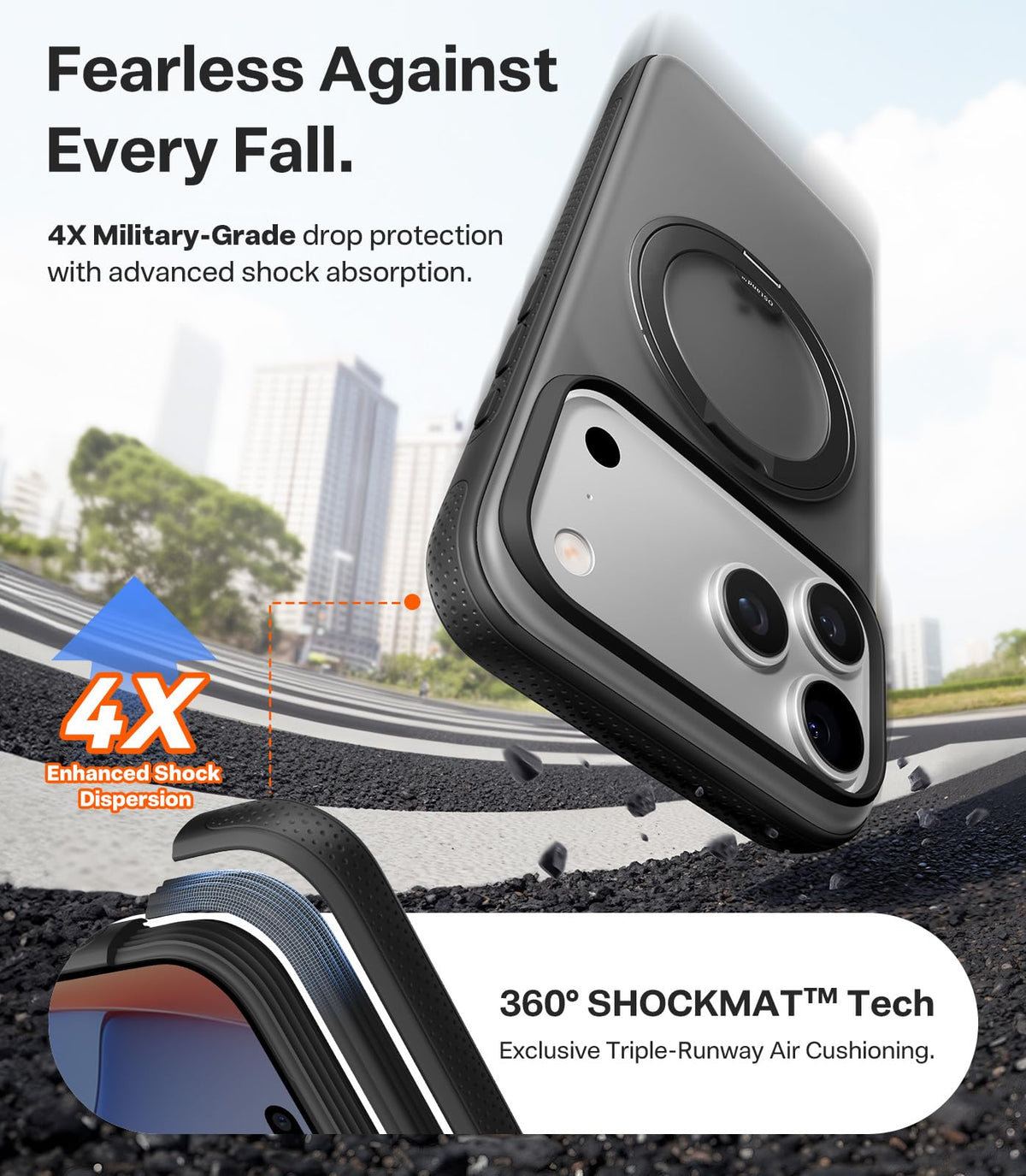 TORRAS 360 Magnetic Stand Case for iPhone 17 Pro Max MagSafe Obsidian Black