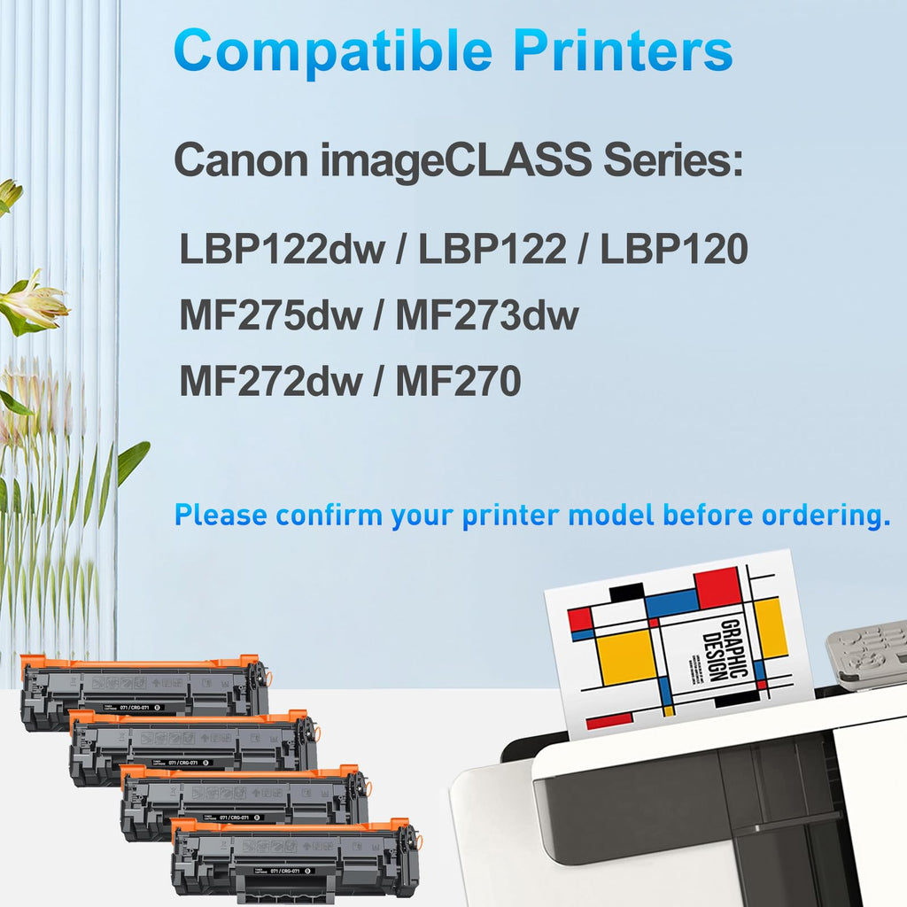 CLYWENSS Canon 071 CRG071 Toner Cartridge 4-Pack for MF273dw MF275dw LBP122