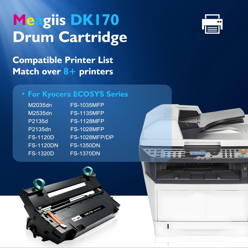 Meagiis DK 170 DK170 Black Drum Replacement for Kyocera DK-170 Drum Unit