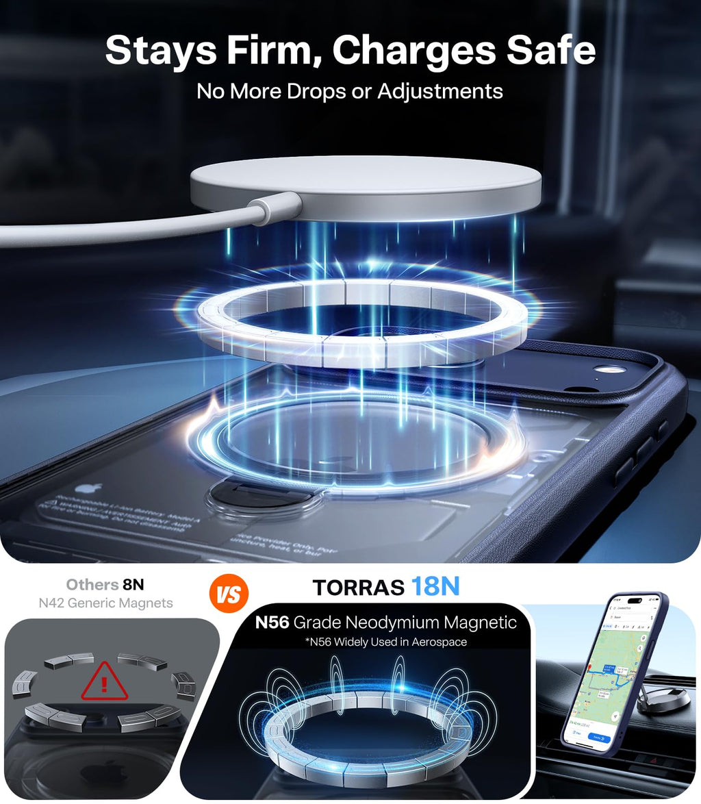TORRAS Q3 Spin for iPhone 17 Pro Max Case with 360 Magnetic Stand Blue