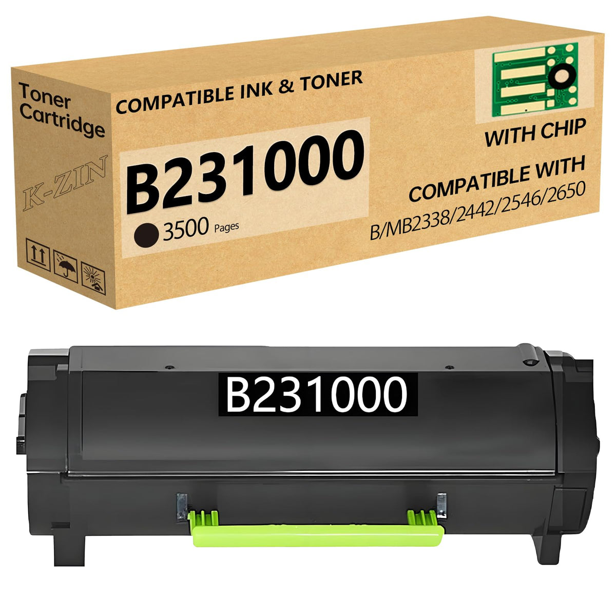 K-ZIN B2338 B231000 Black Toner Cartridge with Chip 3500 Pages