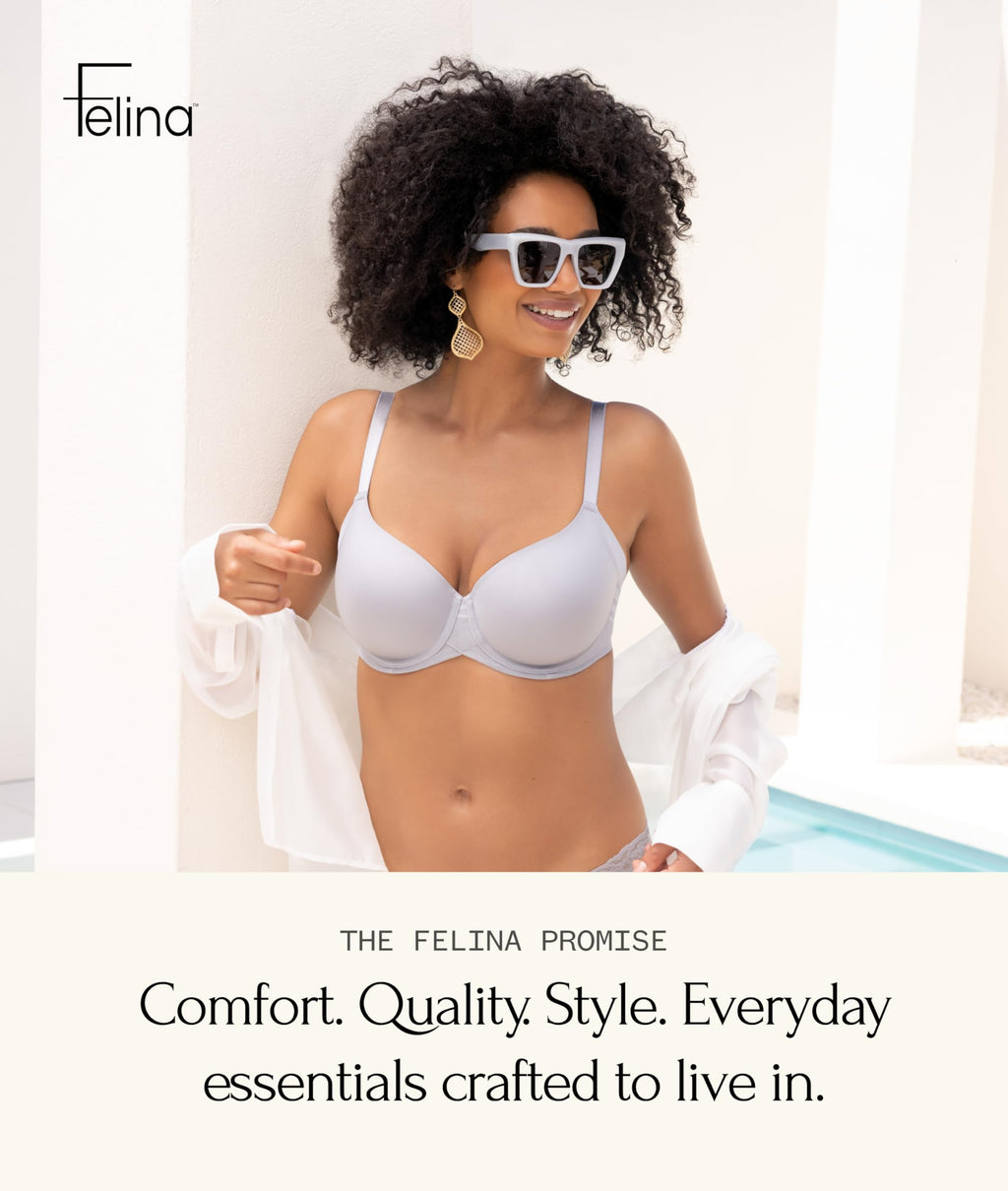 Felina Marvelous Side Smoothing T-Shirt Bra for Women, RSW 42D Rosewater