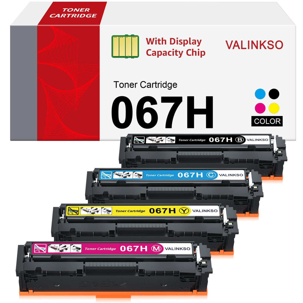 Valinkso Canon 067 067H Toner Cartridge Set 4-Pack for MF656Cdw LBP633Cdw
