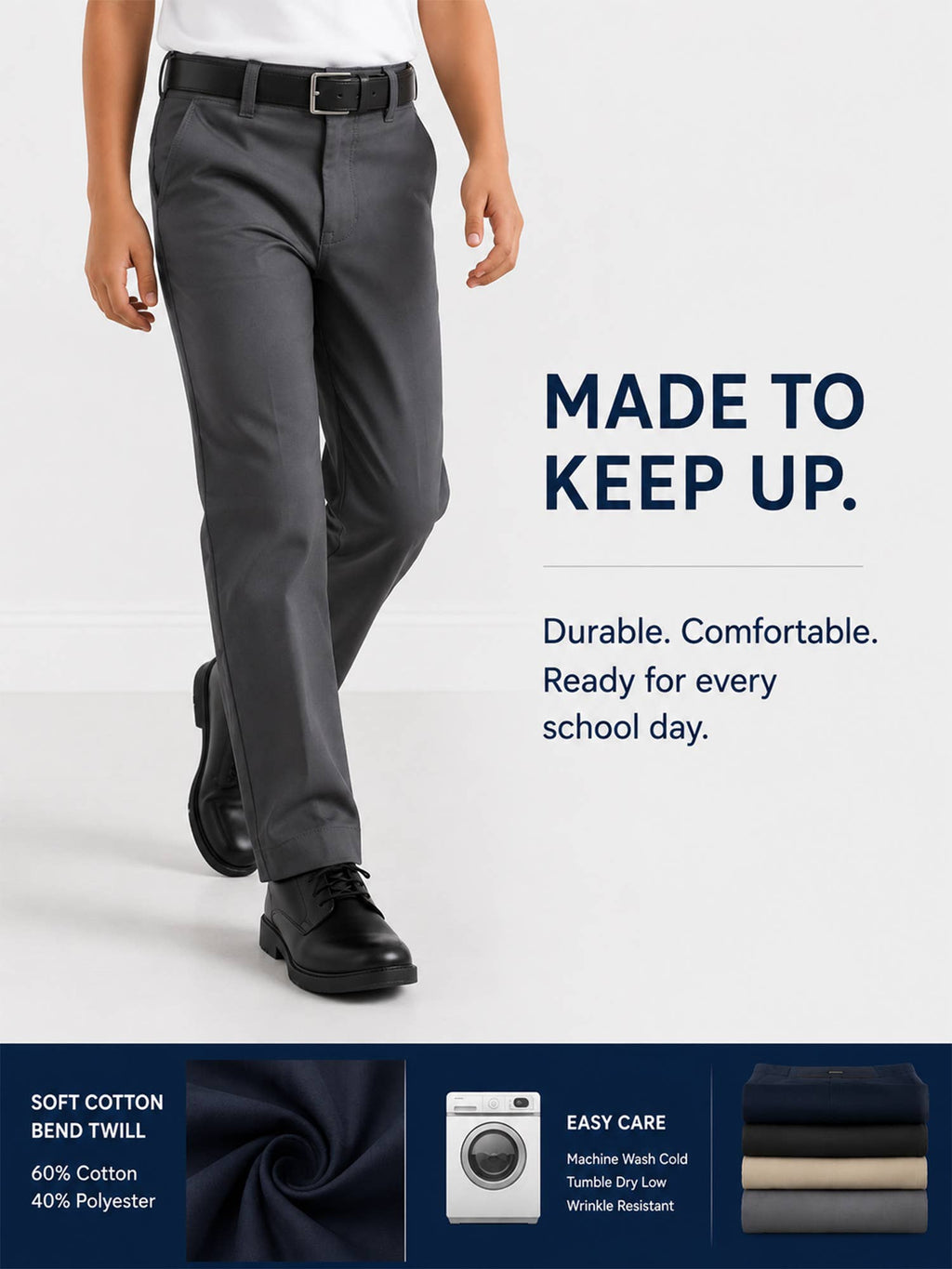 Boys Flat Front School Uniform Pants