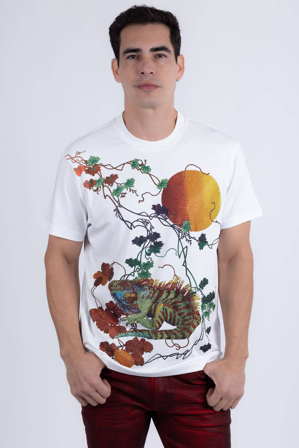 Laurent Tropical Iguana Rhinestone T-Shirt