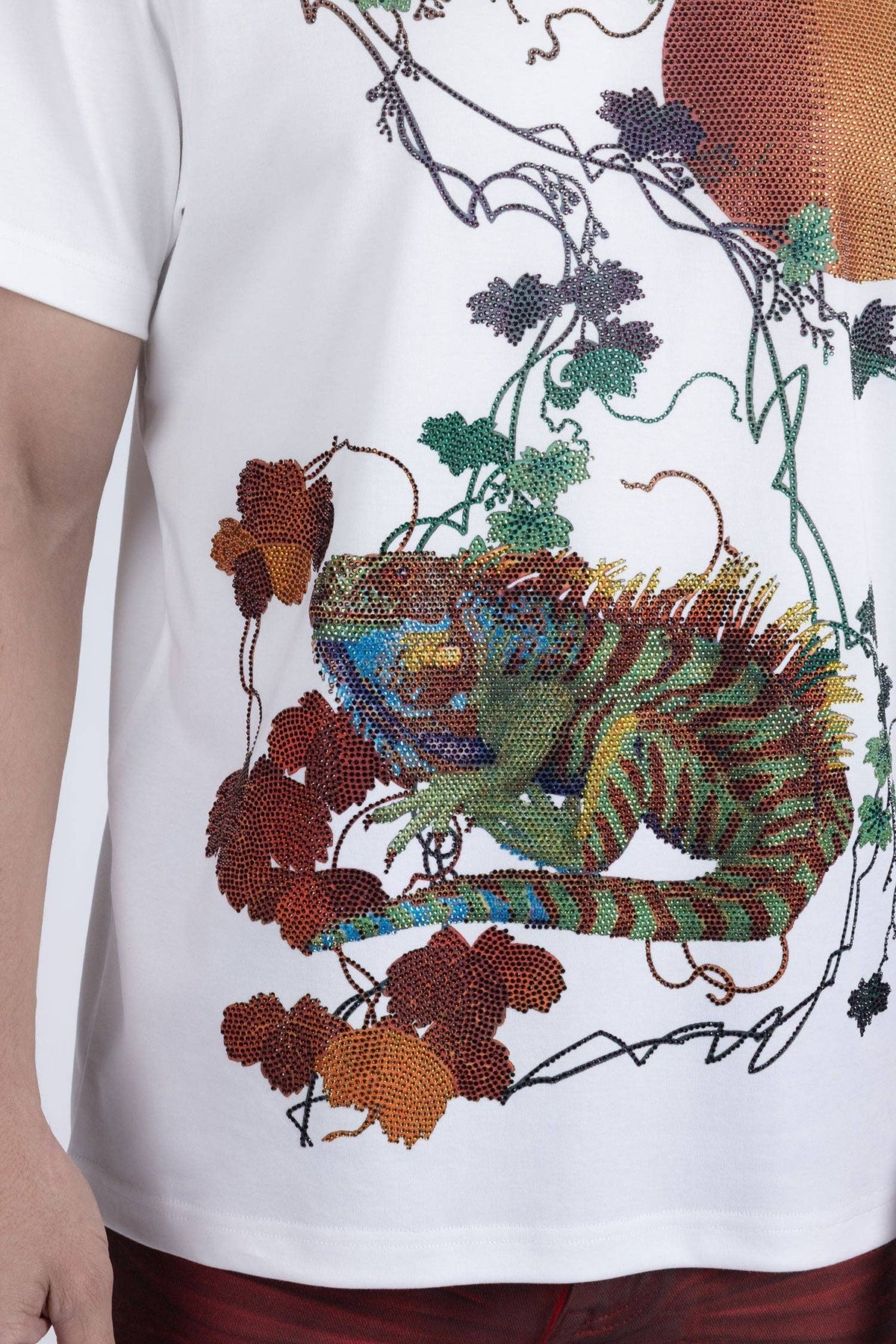 Laurent Tropical Iguana Rhinestone T-Shirt