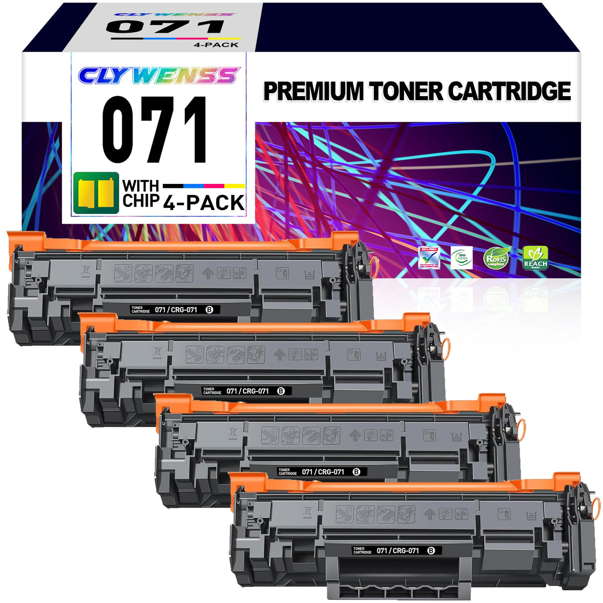 CLYWENSS Canon 071 CRG071 Toner Cartridge 4-Pack for MF273dw MF275dw LBP122