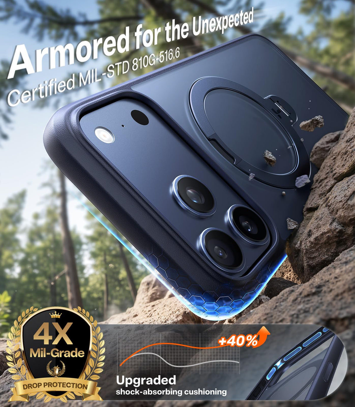TORRAS Q3 Spin for iPhone 17 Pro Max Case with 360 Magnetic Stand Blue