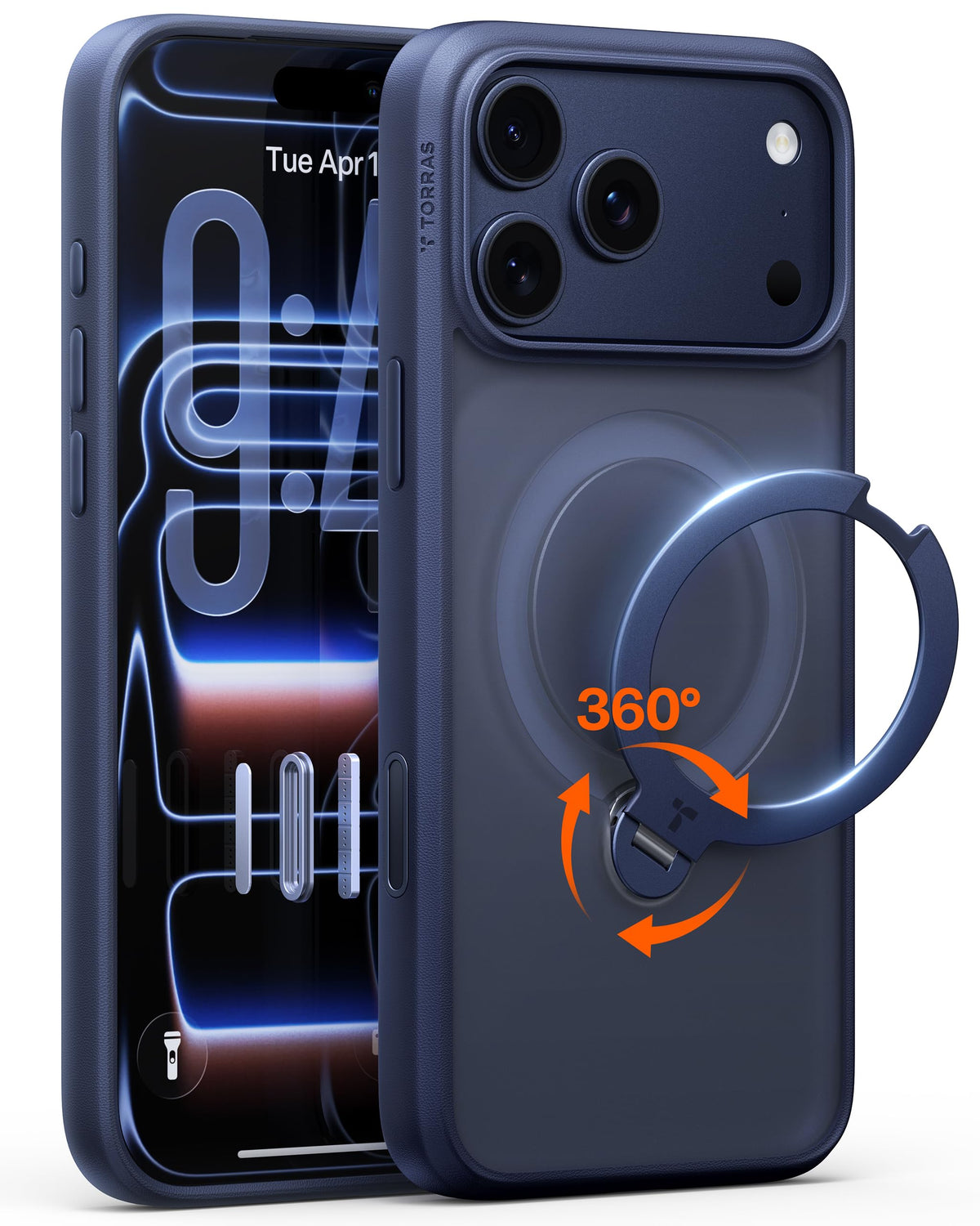 TORRAS Q3 Spin for iPhone 17 Pro Max Case with 360 Magnetic Stand Blue