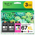 67XL Cartridges 2-Black and 1-Color (3-Pack) for HP Ink 67 67XL
