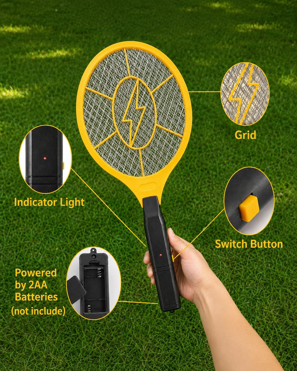 Drihara 2-Pack Electric Fly Swatter – Battery Powered Bug Zapper Racket