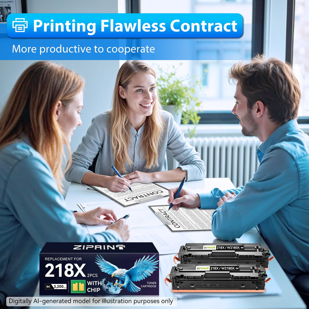 ZIPRINT 218X Black Toner Cartridge 2 Pack with Chip W2180X 3301fdw 3201dw