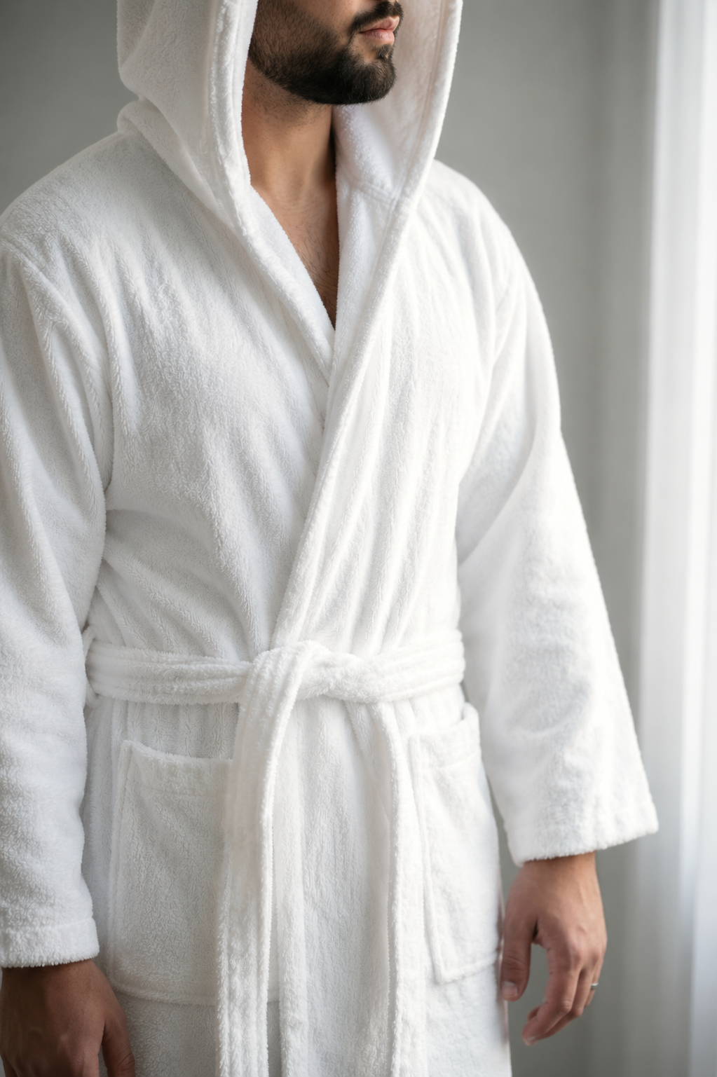 Egyptian Cotton Bathrobe 1300 grams, Plush Hotel & Spa Robe, White