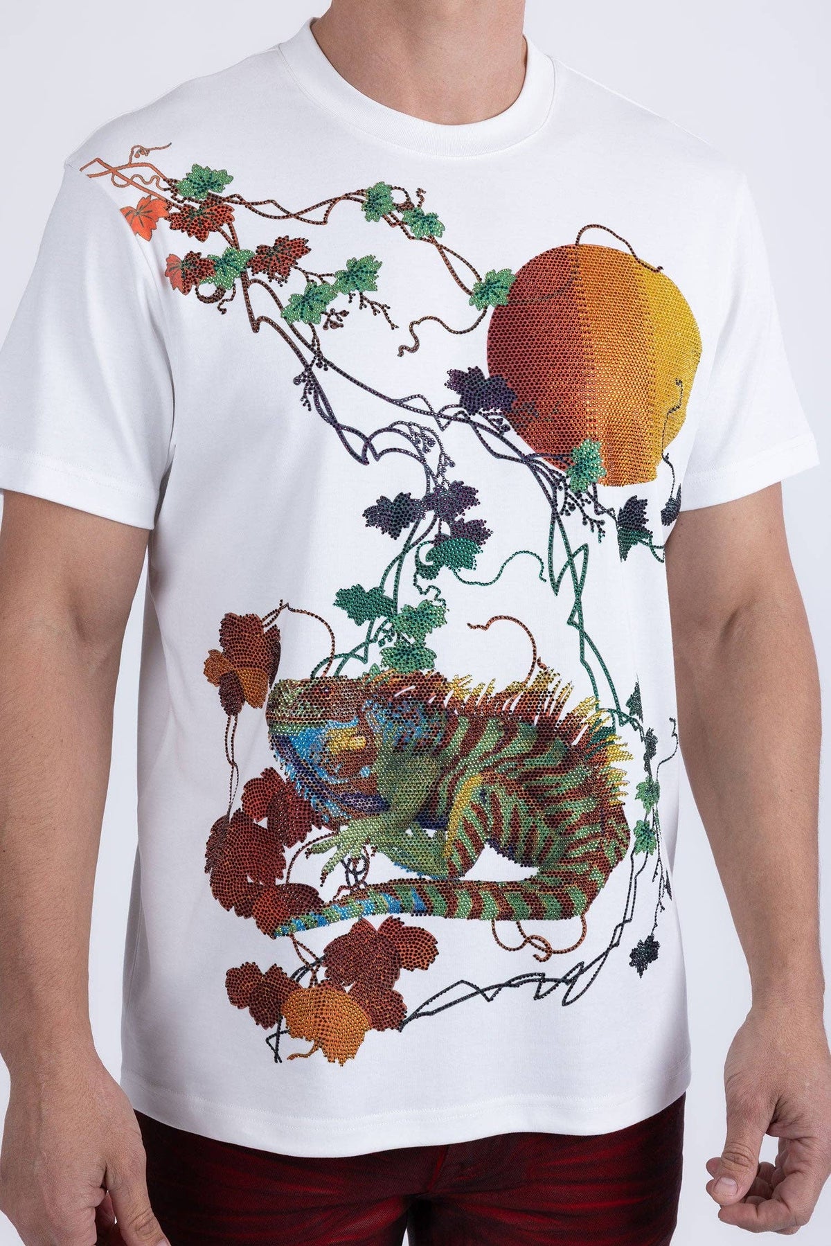 Laurent Tropical Iguana Rhinestone T-Shirt