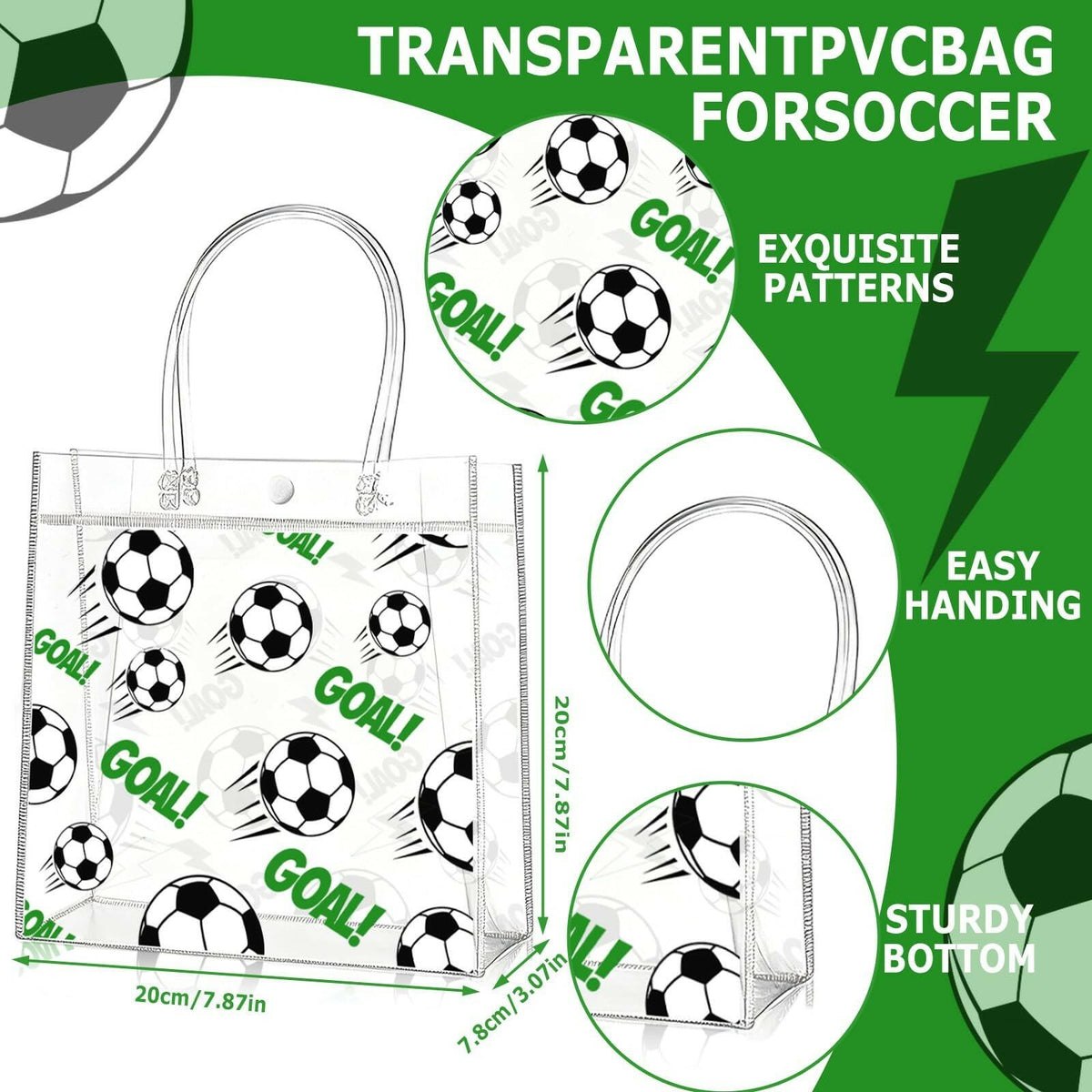 Zenoble 24 PCS World Soccer Cup Goody Bags PVC Clear Snack Gift Goodie Candy