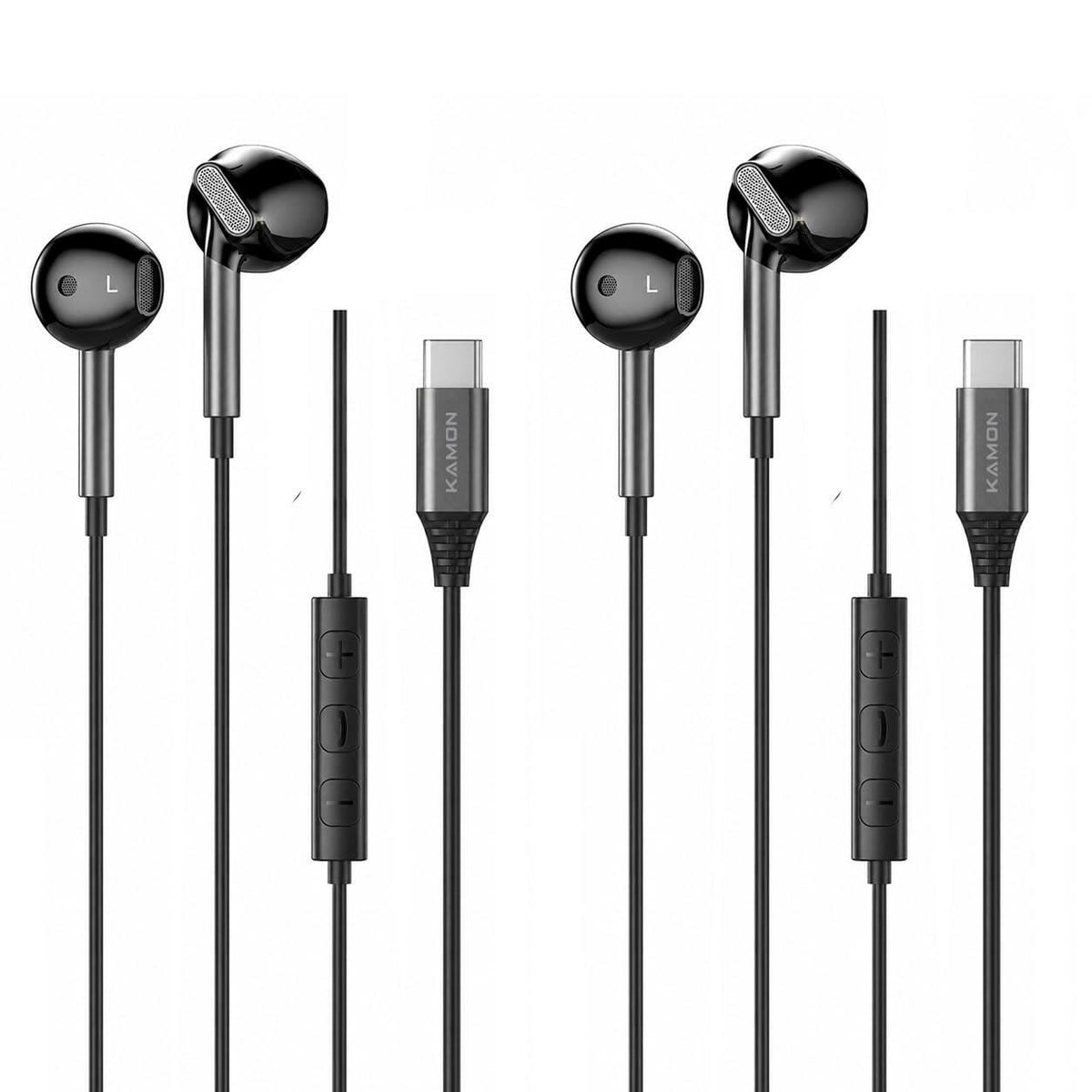 USB-C DAC Wired Earbuds HD Mic Volume Control, Black