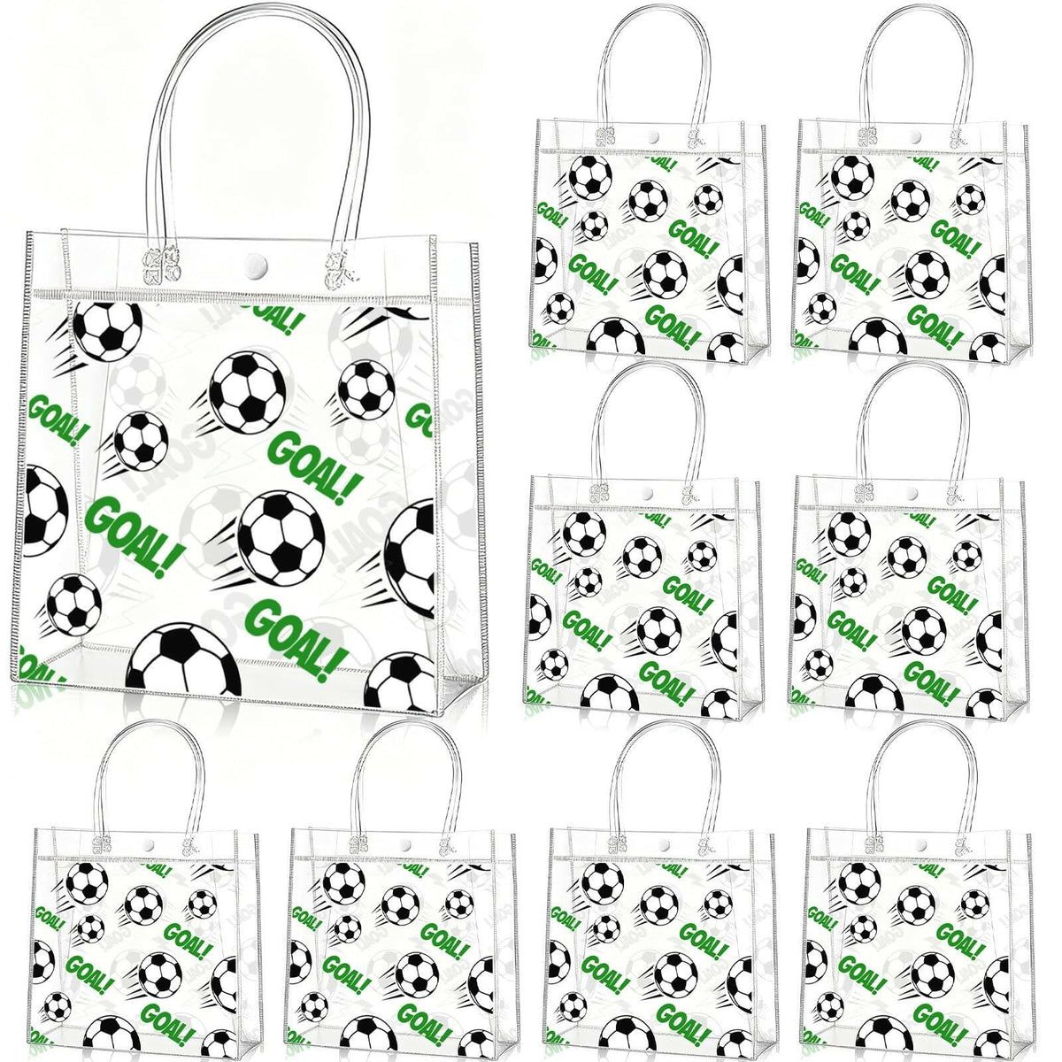 Zenoble 24 PCS World Soccer Cup Goody Bags PVC Clear Snack Gift Goodie Candy